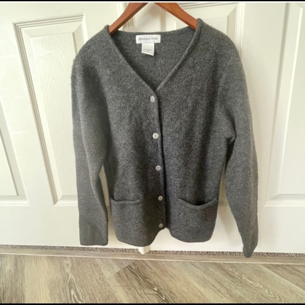 Stephanie Parks Grey wool button sweater